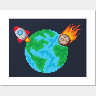 Comet Hitting Earth, Escape By Rocket Posters and Art